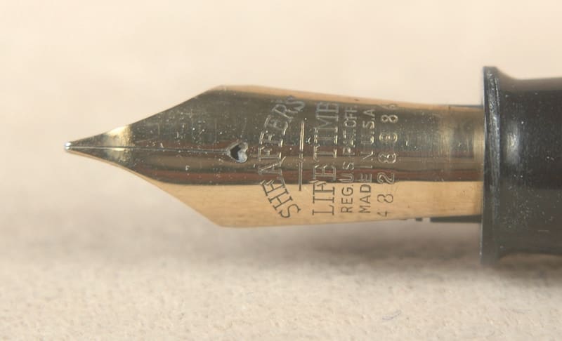 Close-up of a fountain pen nib.