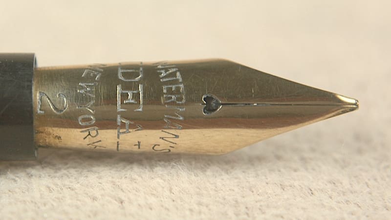 Close-up of a vintage fountain pen nib.
