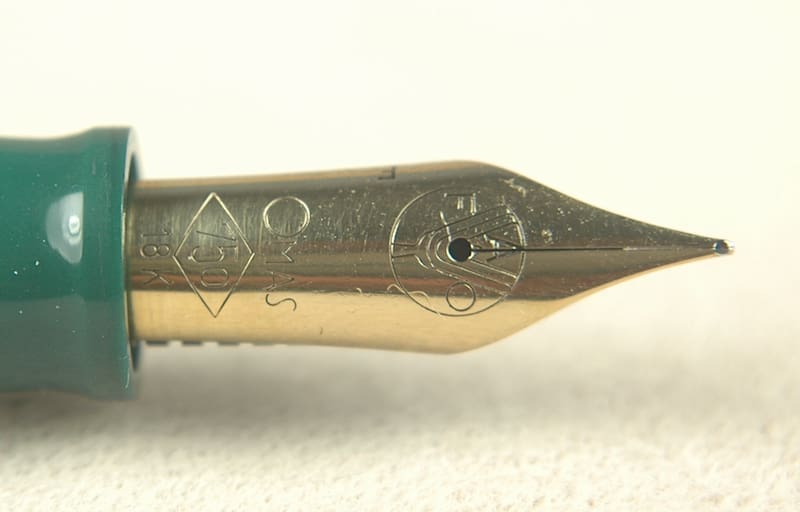 Fountain pen nib with engraved designs.