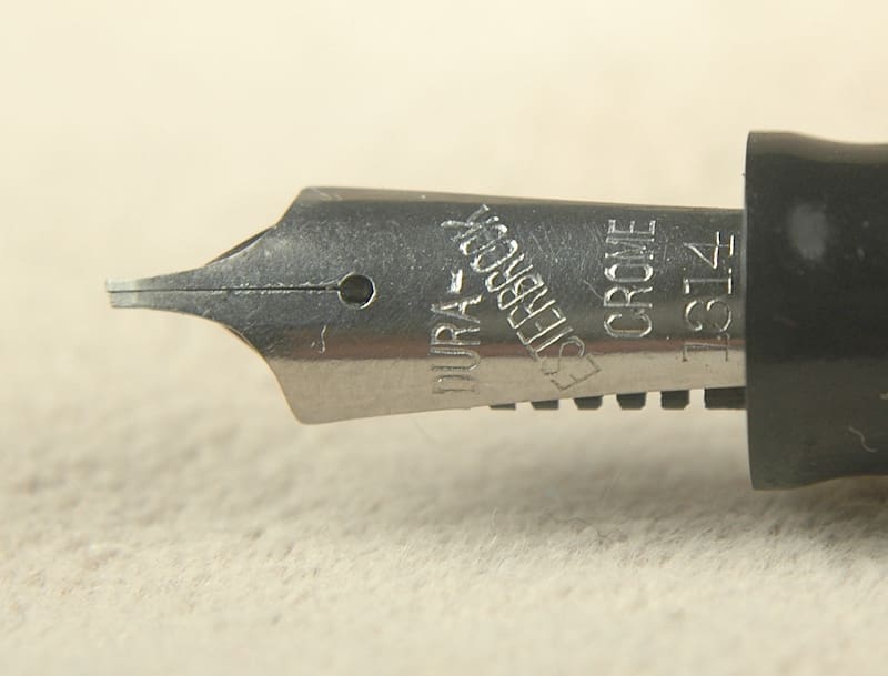 Close-up of a fountain pen nib.