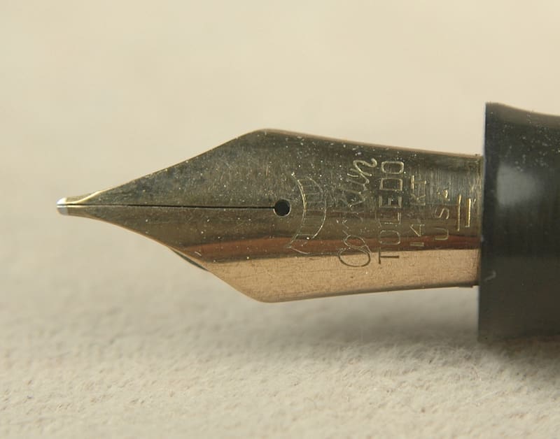 Close-up of a fountain pen nib.