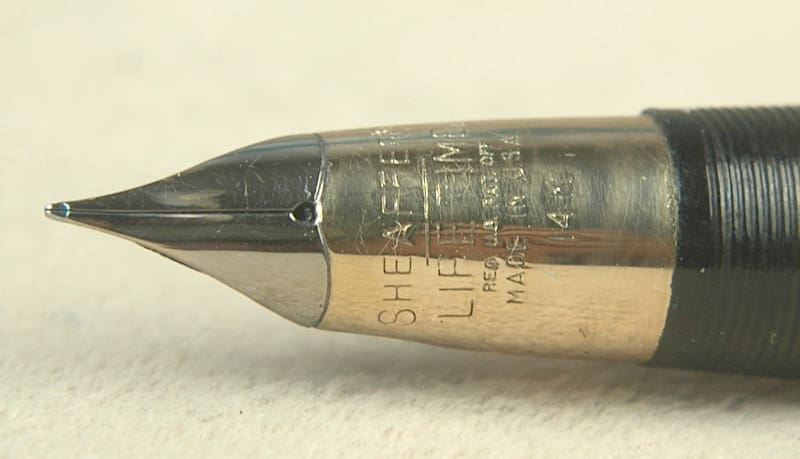 Close-up of a fountain pen nib.