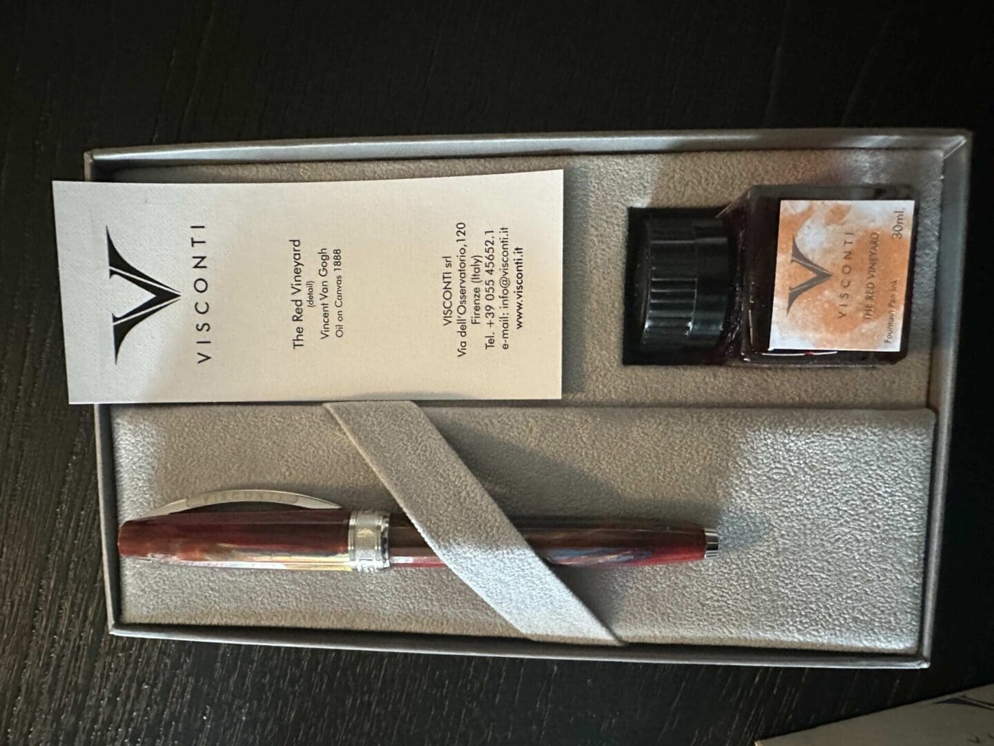 Visconti pen and ink set in box.