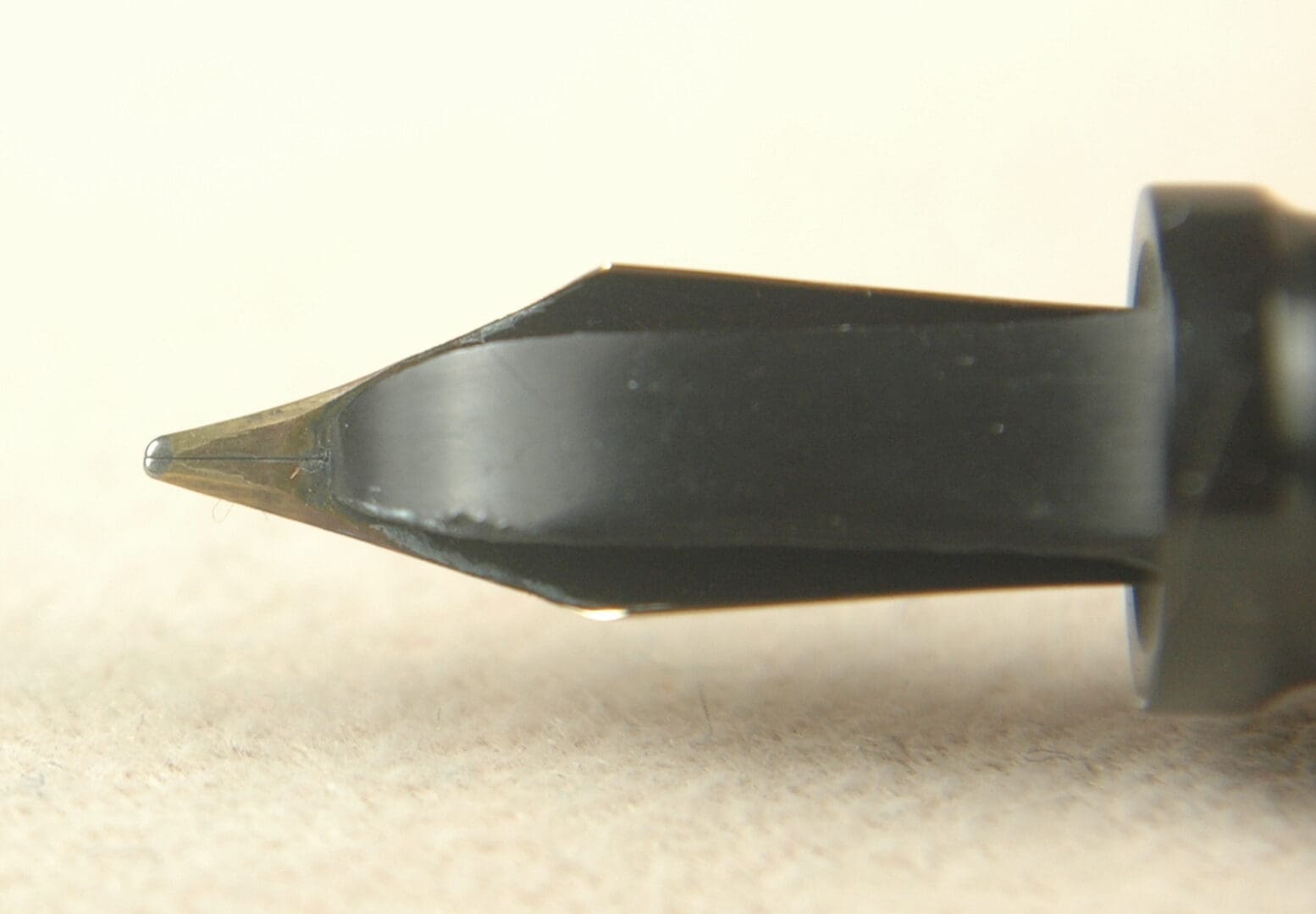 Close-up of a fountain pen nib tip.